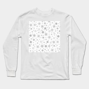 Silver Snowflakes White Design Long Sleeve T-Shirt